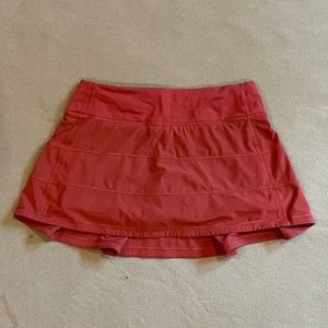 Lululemon pink rust colored pace rival skirt
